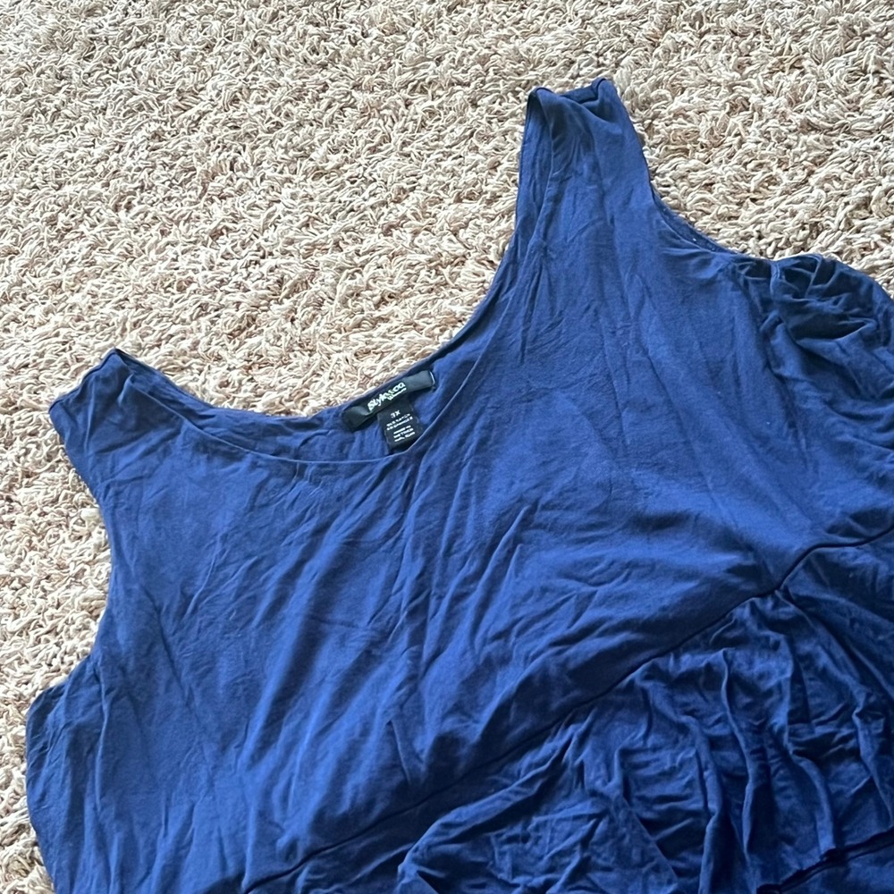Style & Co Woman Navy Blue Tiered Ruffle Sleeveless Tunic Top 3X
